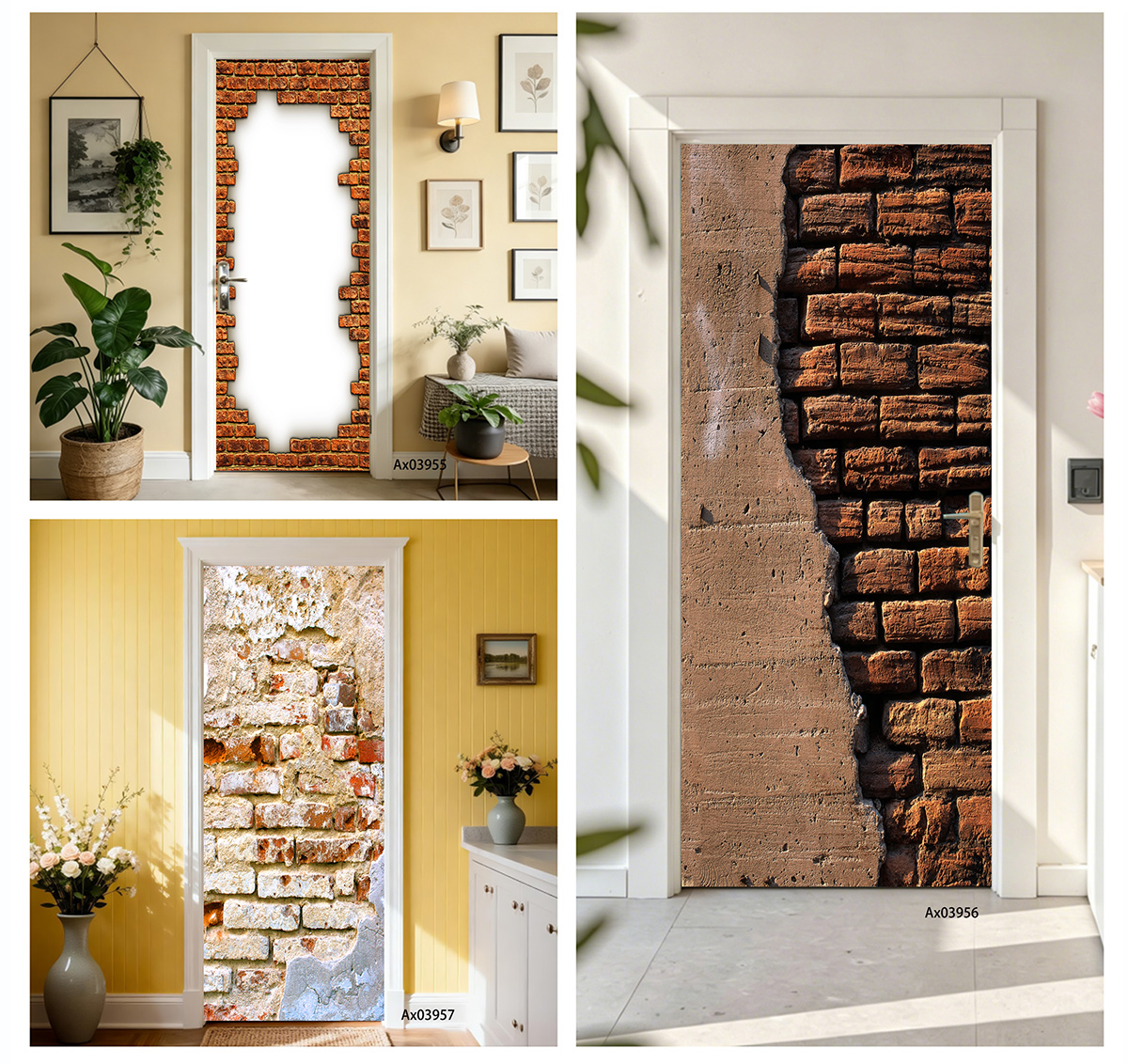Full Cover Adhesive - Vintage Industrial Broken Brick Wall Door