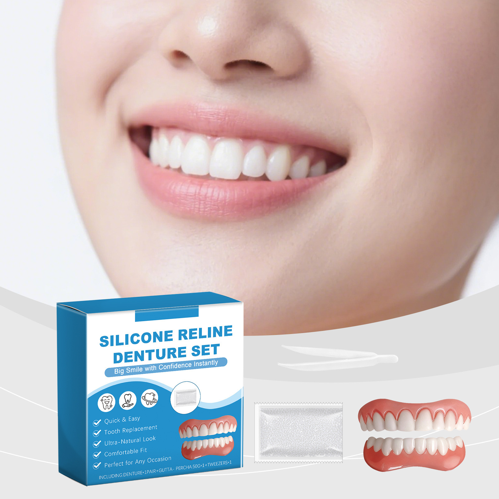 Denture Full Set Over Gums Kit - Full Cover Adhesive avaliação e preço
